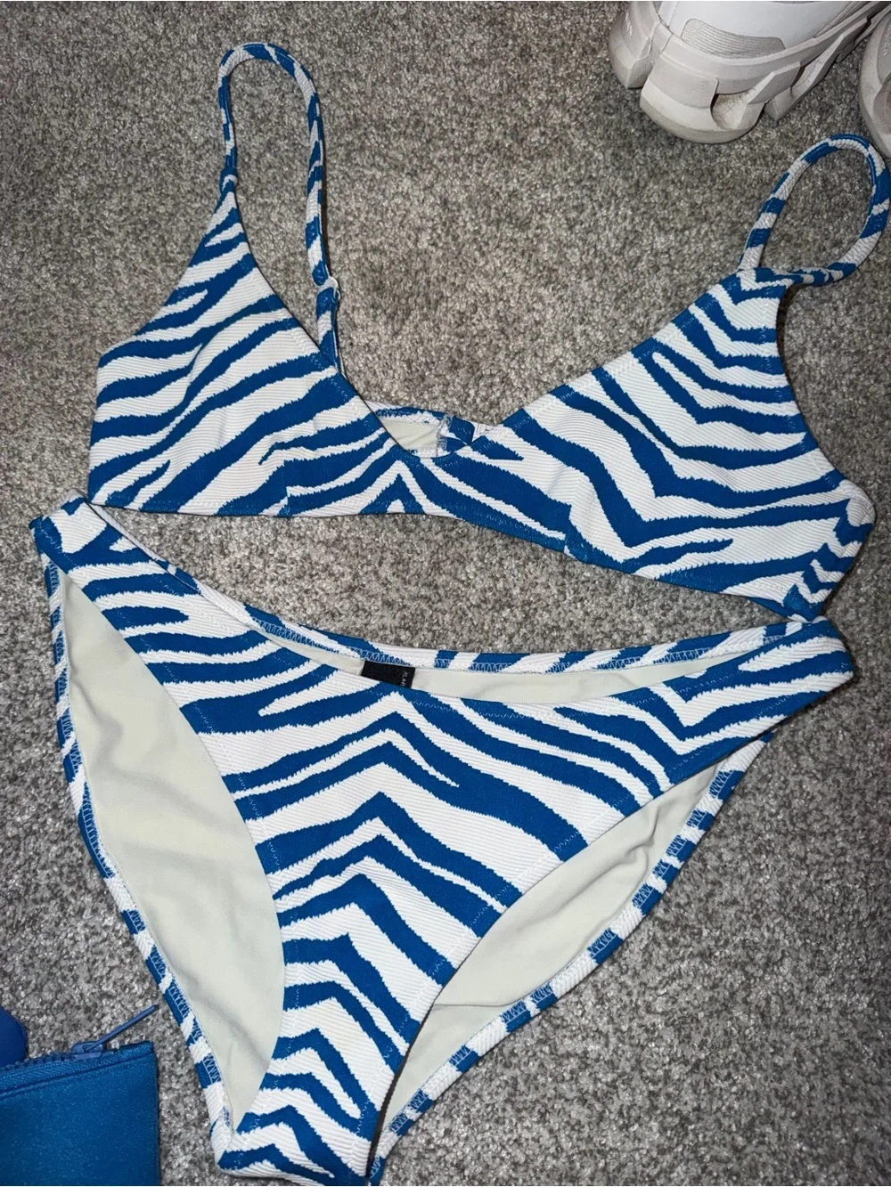 triangl swimwear Blue and White Zebra-Print Bikini
